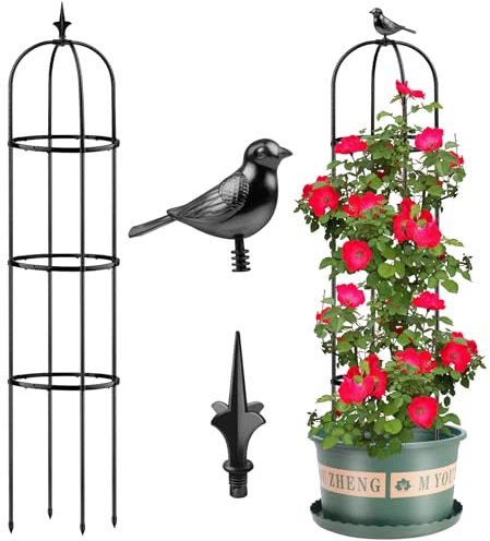2 pcs Tower Obelisk Garden Trellis,Rustproof Metal Garden Obelisk Trellis for Climbing Plants Indoor Outdoor,Obelisk Trellis Plant Support for Potted Plants,Vegetable, Fruits, Flowers.