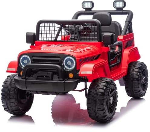 LALAHO Elektroauto für Kinder 12V Elektrofahrzeuge für Kinder mit 2,4 Ghz Fernbedienung (Rot)