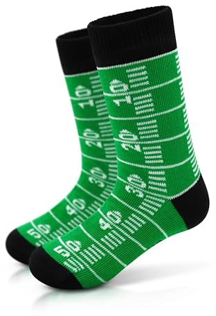 40YARDS American Football babystrumpor – spelplan design grön/vit – storlek 12–24 månader (EU 20–23) – OEKO-TEX certifierad – mjuka strumpor för spädbarn och småbarn