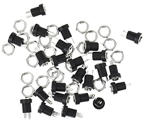 DIYEAH 24 Stück Dc Power Buchsen Panel Mount Connector Sockets Schwarz Robuste und Sichere Verbindung für Camping Elektronik und Mehr