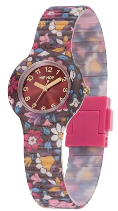 HIP HOP, Flora-Kollektion, Damenuhr mit Quarzwerk, Armband aus hypoallergenem Silikon und Liberty London-Gewebe, Gehäuse 32 mm, wasserdicht