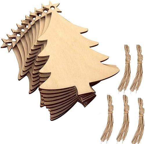 ZWLIYCHN Christmas Wooden Baubles 30 Pcs, Wooden Christmas Ornaments with String, Hanging Xmas Tree Wood Slices for Christmas Tree Decoration, Xmas Decorations, DIY Crafts, Birthday Gifts