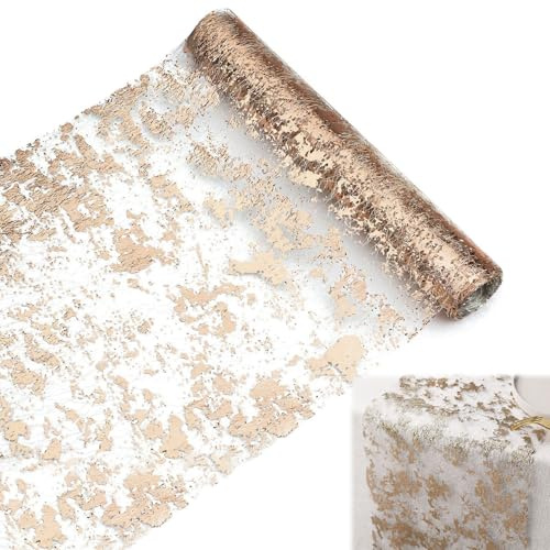 Forbabe Tischläufer Roségold, Tischdeko 28x900cm Tischdecke Glänzend Wiederverwendbar Tischband, Tischläufer für Weihnachten/ Faschings/ Hochzeit/ Party/Geburtstag/Ostern/ Valentinstag/ Feiertagsfeier