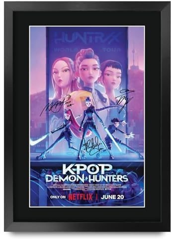 HWC Trading K-Pop Demon Hunters Arden Cho, May Hong & Ji-young Yoo Geschenke Geduckter Poster Signiertes Autogramm Foto für Fans von Film Memorabilien - A3 Gerahmt