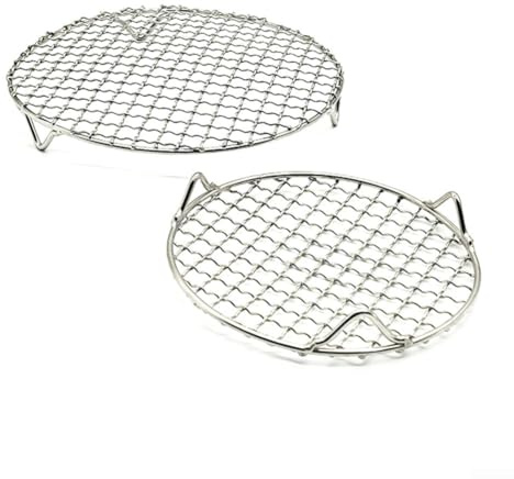 Kühlrost, Edelstahl-Drahtgitter, Grillrost, 2 Stück, Edelstahl, rundes Kühlgitter, Backrost, Luftstrom, Ofengestell, Dampfgaren, Grillen, Kochzubehör (16,5 cm)