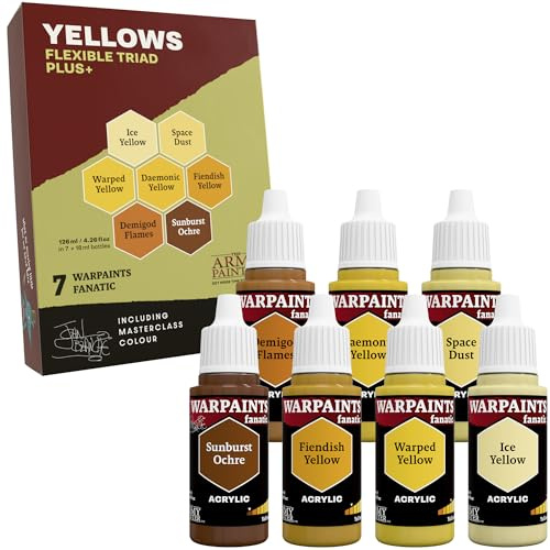 The Army Painter, Warpaints Flexible Triad PLUS+ Yellows, 7x18ml AcrylFarbe | Gelbtöne Hochwertiges Acryl-Miniatur-Hobby-Modellfarben-Set für D&D- und Warhammer 40K-Figuren