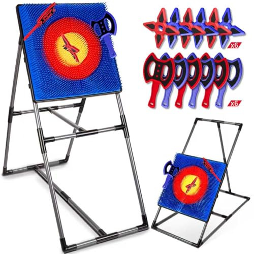 Axe Throwing Game for Backyard, Axe Throwing Target Set Games with 6 Throwing Axes & 6 Dart Bristle Target, Outdoor Indoor Yard Games for Adults Kids Activity Carnival Games