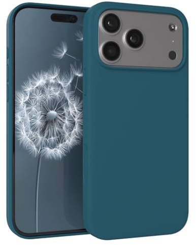 EAZY CASE Premium Silikon Hülle für iPhone 17 Pro Max - Handyhülle, Stoßfest, Schutzhülle mit Kameraschutz, Kratzfester weicher Mikrofaser-Innenfutter, Slim Silikon Cover Case Bumper - Petrol Blau