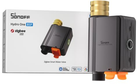 SONOFF SWV-ZFE Hydro ONE Zigbee Smart Timer per Irrigazione con Ingresso in Ottone, Timer per Irrigazione con Programmazione Adattata al Meteo e Misuratore di Flusso per Giardino e Prato, Compatibile