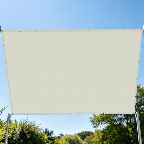 Vela Ombreggiante Rettangolare 5 x 10 m Impermeabile Protezione UV Tenda da Sole Senza Foratura per Esterno, Giardino, Terrazza, Balcone, Piscina, Patio, bianco