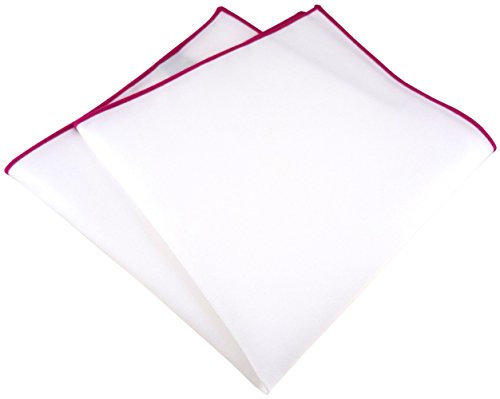 TigerTie - hochwertiges Baumwoll Einstecktuch in weiss mit magenta farbigen Rand - Einstecktuch 31 x 31 cm