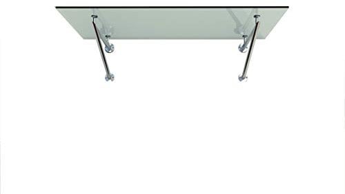 BuyLando-Shop Vordach Glasvordach Türvordach Verbundsicherheitsglas Klarglas VSG Edelstahl (200x90cm (2X V-Halterung))