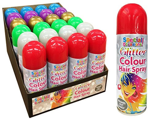 Glitter Effect Temporary Hair Colour Spray Best for Party Set of 6 Color Cans Easy To Wash