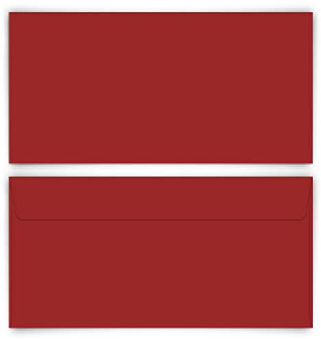 50 x Briefumschläge DIN Lang mit Selbstklebestreifen ohne Fenster - Rot