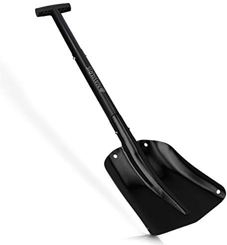 Navaris Pala da Neve Regolabile in Alluminio 80cm - Vanga da Giardino Campeggio Outdoor - Pala Emergenza Sopravvivenza Auto con Borsa - Nero