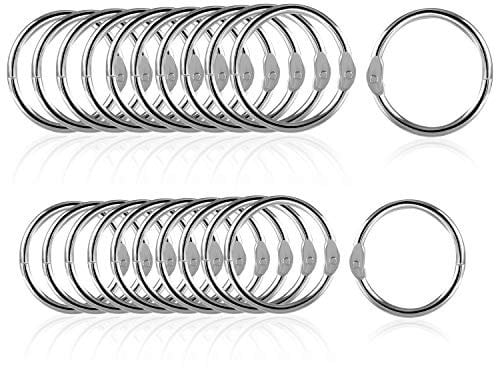 100 Stück Buch Ringe, 2 Größen Metall Ringe Verbinder Loseblatt Binder Ringe, perfekt für Memo-Ablage, Schlüsselanhänger, Namensschilder, Fotoalbum und Schlüsselringe (20mm & 25mm)