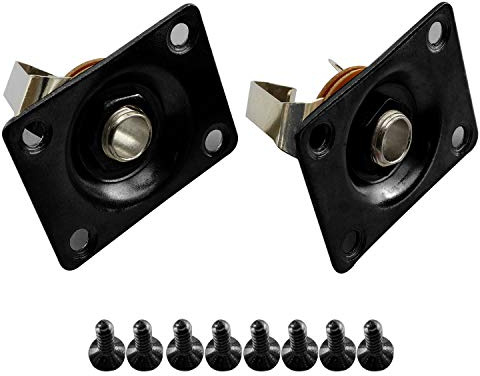 RuiLing 2PCS Square Jack Output Plate Guitar Bass Jack Socket for Electric Guitar Parts and Accessories Black