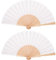 Chuangdi Handfächer aus Holz, faltbar, aus Stoff, Handfächer, Handfächer, Handwerk, Geschenk, mit Kordelzug, Organza-Beutel für Männer, Frauen, Mädchen, Weiß, 2 Stück