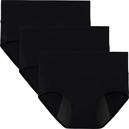 INNERSY Women Menstrual Pants C-Section Underwear Leakproof Period Knickers Black 3 Pack (UK10, Black-Dark Lining)