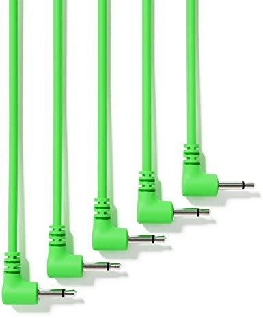 ExcelValley - 5-Pack - Rechtwinkliger Mono Modular Patchkabel - 3,5mm 1/8 Eurorack Synthesizer [Grün | 120 cm - 47,24]