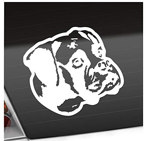 Kiwistar - Autoaufkleber - Boxer Hund - Weiss - 11x10cm - Heckscheibe Auto Aufkleber wetterfest für Kfz LKW Mofa Truck - Sticker außen selbstklebend Tuning Zubehör für Fenster Fahrzeug Scheibe