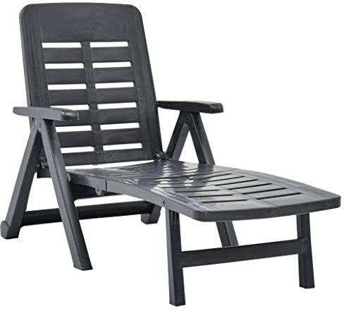 Tidyard Gartenliege Klappbar Sonnenliege Klappliege Liegestuhl Relaxliege für Garten Terrasse Schwimmbad, Verstellbarer Rückenlehne, Kunststoff Anthrazit