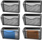Flexzion Wall Folder File Letter Pocket Holder (6 Pack) Metal Mesh Desk Hanging Basket Box Bin Mail A4 Size Paper Document Organizer, Storage Rack Single Slot Wall Mount for Office School Home - Black
