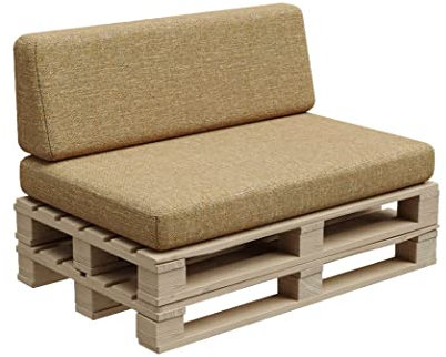 Gutekissen® Palettenkissen, Palletenpolster, Gartenkissen, Palettenauflagen, Sofa, Kissen, Polster, Auflagen Indoor Outdoor PFBG (Set (120x80 + 120x35), Honig)