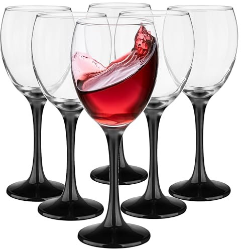 Glasmark Krosno s À Set De 6 s À Blanc 300Ml Rouge s A Pied Ensemble De s À Jambe Noire