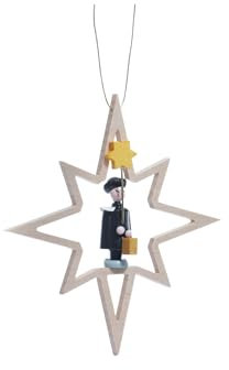 Rudolphs Schatzkiste Christbaumschmuck Holzstern mit Kurrendesänger/Stern ø 10 cm NEU