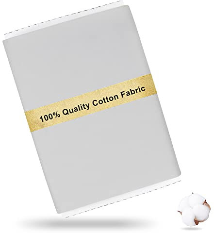 Craftido 100% Baumwollstoff Oeko-Tex, Meterware, 112cm Breit x 280cm Extra Lang - Mittleres Gewicht 145g - zum Quilten, Nähen, Schneidern, Bettwäsche, Futterstoffe, Kunsthandwerk - Silver