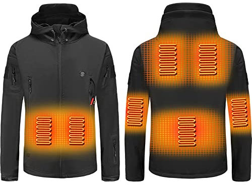 TangDao Herren Beheizte Jacke Thermojacke mit Kapuze Softshelljacke USB Beheizbar 3 Temperaturen Einstellbar (Ohne Akku)(Schwarz,M)