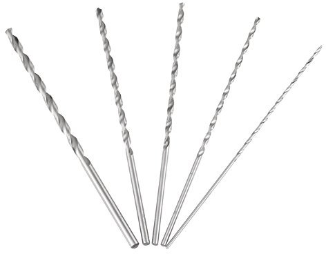 Kadimendium 5-teiliger Spiralbohrer, Extra Langer, Gerader Schaft, Schnellstahl, Spiralbohrer, 2–5 Mm, für Holz, Kunststoff, Aluminiumlegierung, Gehärtetes Metall