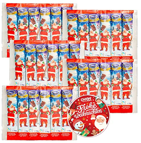 30x 15g OYOY Weihnachtsmann Schokolollies am Stiel aus Vollmilchschokolade I Schoko Nikolaus am Stiel I Ideal als Weihnachtsfeier Geschenke I Schoko Nikolaus Großpackung I Weihnachten Give Away