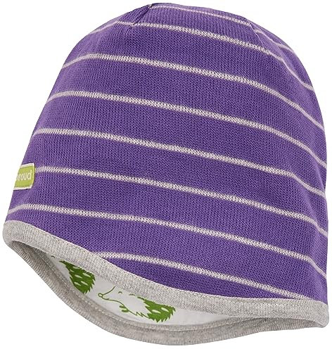 loud + proud Unisex Kinder Wendemütze Ringel, GOTS Zertifiziert Beanie-Mütze, Violet, 42-44 EU