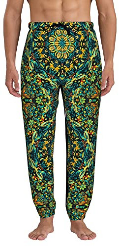 QQIAEJIA Herren Jogger Jogginghose Amerikanische Flagge Jogger Hose Kordelzug Loungehose Bananendruck Laufhose mit Tasche, Vintage Floral Bandana Print, 27-32