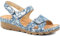Pavers Ladies Touch Fasten Sandals in Blue Floral with Cushioned Footbed and Lightweight Wedge - Comfortable Summer Footwear - Size UK 7 / EU 40