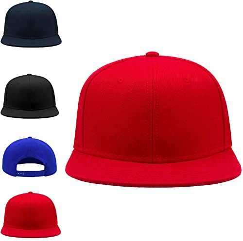 Generico Cappellino Rap Bambini Visiera Piatta Dritta Rapper Danza Recita Cappello Bimbo (Rosso)