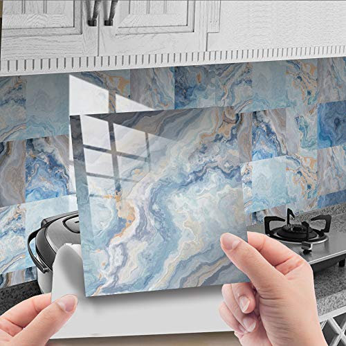 HORIWE Fliesenaufkleber Marmorierung Wandfliese Aufkleber 20 Stück Fliesensticker Fliesen Folie Selbstklebende Tapete Wasserdicht Wandaufkleber für Küche, Schrank, Möbel, Tisch