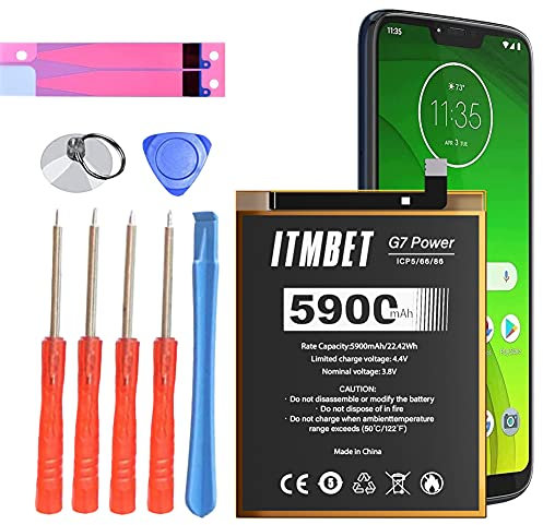 [5900mAh] JK50 Lithium-Polymer-Akku für Moto G7 Power, G8 Power lite XT1955, Moto One Power XT1942, Moto E7 Plus XT2081-1, Moto G9 und Moto G9 Play