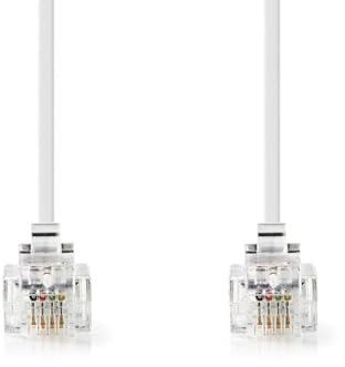NEDIS Telefonkabel | RJ11 Stecker | RJ11 Stecker | 10.0 m | Kabeldesign: Flach | Beschichtung: Vergoldet | Kabeltyp: RJ11 | Weiss