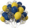 12 Zoll Gelb Marineblau Helium Latex LuftBallons,Ballons mit Gelb und Blau Konfetti für Partys Dekoration,50 Stück