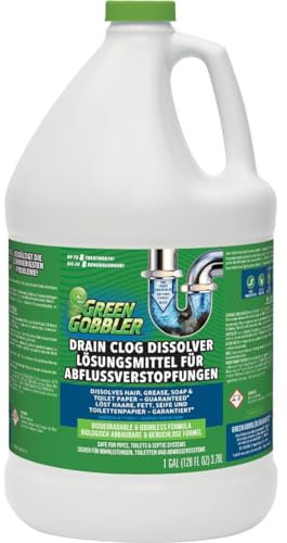 Green Gobbler - Main Line Drain Opener - Toilet Unblocker, Dissolve Hair & Organic Materials from Clogged Toilets, Sinks and Drains - Drain Cleaner and Unblocker - 3,8 L