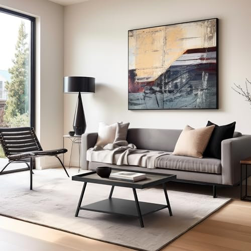 Wohnando Couchtisch Hera Quadro, 70x70x39cm mit Altholz-Optik und schwarzen Metallbeinen, für Dein Wohnzimmer, TV-Zimmer, Gästezimmer, Industriechic