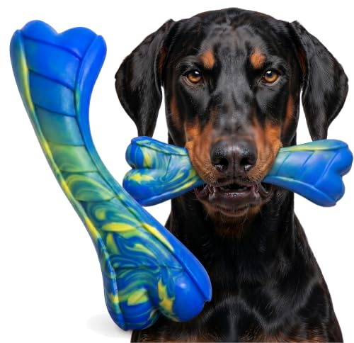 Perky Tails Robustes Hundespielzeug für große Hunde, hartes Hundespielzeug, gebaut für aggressive Kauer und Sehkraft von Hunden, Nylon-Kauspielzeug für Hunde mit köstlichem Speckgeschmack, robustes