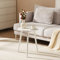 YOUDENOVA Tavolino rotondo in legno, diametro 42 x 52 cm, tavolino da salotto, comodino con vassoio, divano, supporto per fiori, robusto, bianco, YDET005