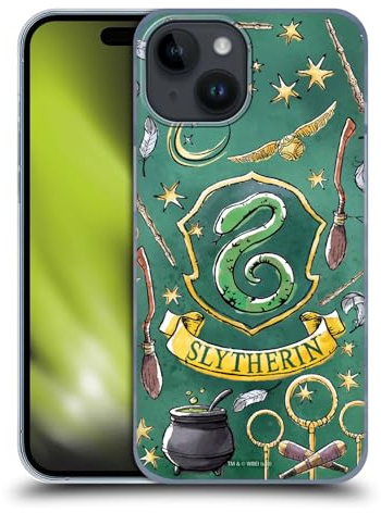 Head Case Designs Offizielle Harry Potter Slytherin Muster Deathly Hallows XIII Harte Rueckseiten Handyhülle Hülle Huelle kompatibel mit Apple iPhone 15