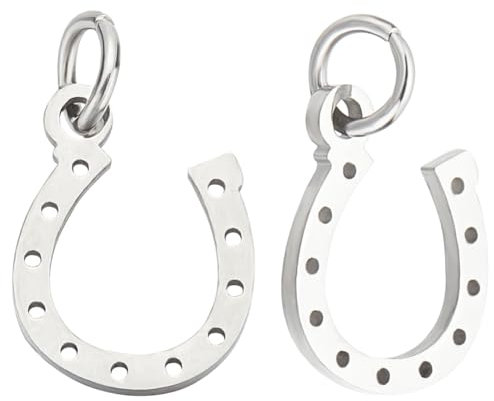 Beebeecraft 1 Box 30 Stück Hufeisen Anhänger Aus Edelstahl Silber Tierfüße Hamsa Hand Anhänger Mehrloch Charm Verbindungsstück Für DIY Handwerk Schmuckherstellung Loch: 3 mm