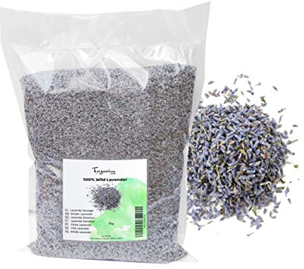1kg Getrocknete Wilde Lavendelblüten - Sehr Wohlriechend im Vergleich zu Kultiviertem Lavendel - Schonend Sonnengetrocknet - 100% Natürlich | Tazarin Ltd