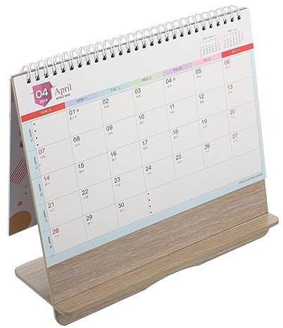 BUGUUYO Tischkalender Aus Holz Steh-tischkalender Für Büro Monatlicher Kalender Mit Notizfeld Ganzjahres-tischkalender Aus Papier